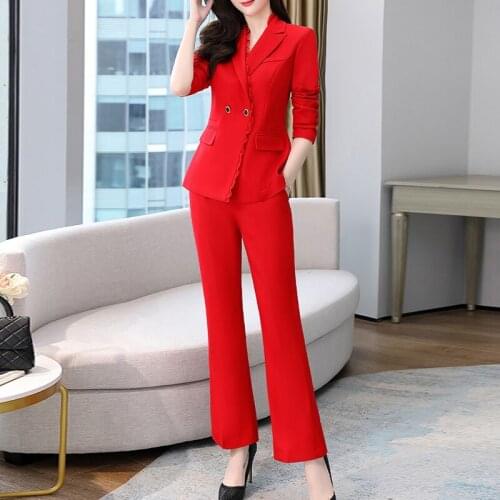 New Spring Work Pant Suits OL 2 Piece Set for Women Business Interview Suit Uniform Slim Blazer Straight Pant Office Lady Suit