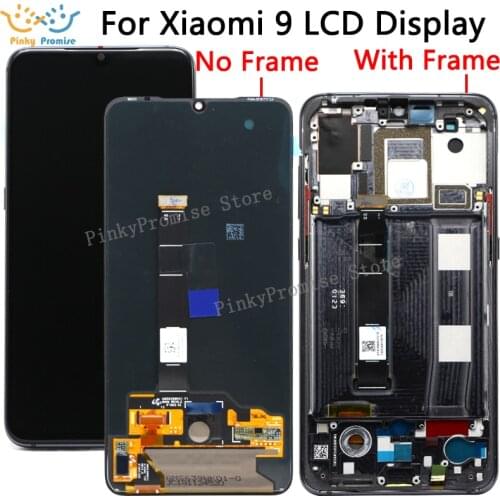 6.39'' AMOLED Original LCD For xiaomi Mi 9 LCD Display Touch Screen Digitizer Assembly with frame For Mi9 M1902F1G Display