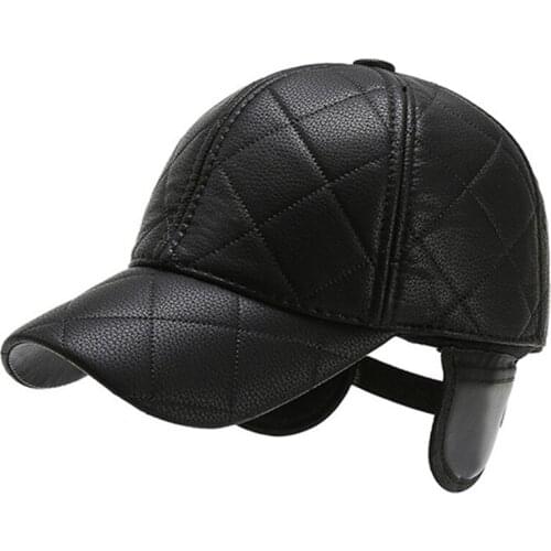 Winter Mens Warm Ear Protection Earmuffs Hat Warm Baseball Caps New PU Leather Hats Snapback Cap Adjustable Size Sports Cap