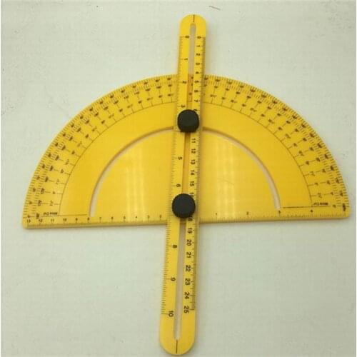 100X 180 Degree Yellow Semicircle Ruler Multifunctional Protractor Woodworking Ruler Foldable Worker Student Architect Engineer