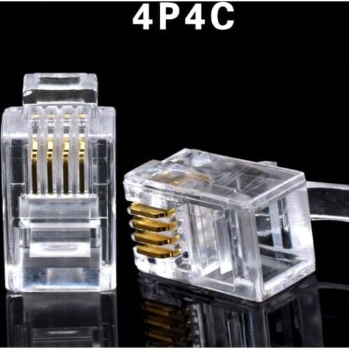 20Pcs Crystal Head RJ11 4P4C Modular Plug Gold Plated Network Connectors
