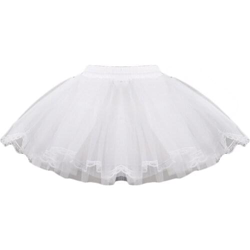 2020 New Kids Girls White Skirt 3 Layers Wedding Petticoat Underskirt Half Slips Skirted Lace Wedding Skirt Slip Skirt