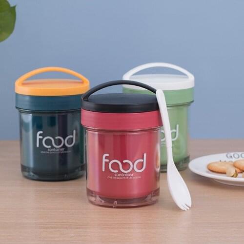 400ml Plastic Soup Cup Thermal lunchbox Mini Lunch Box Portable Breakfast Milk Cups Children Bento Box with spoon