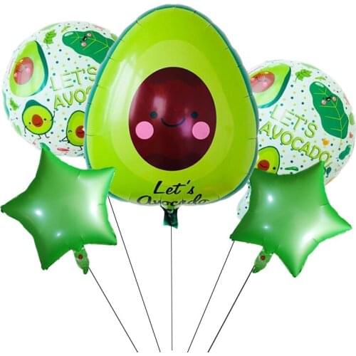 5pcs/lot Avocado fruit Theme party balloon cartoon Aluminum foil air balloons birthday party decorations kids toy Supplies