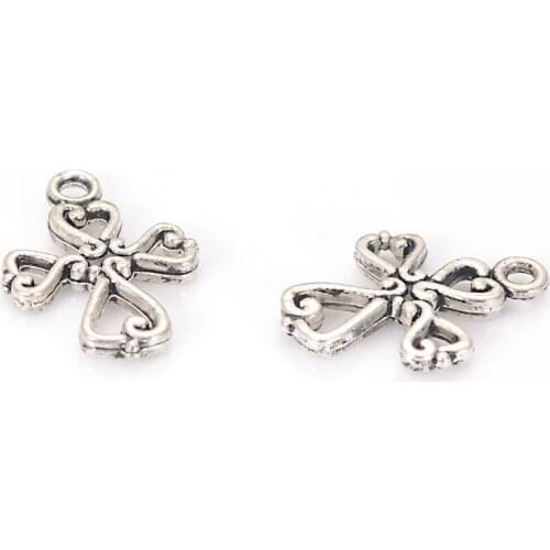 50 Pcs Antique Design Beads Antique Silver Cross Small Pendant Charm For DIY Jewelry Making Accessories