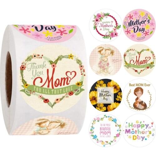 500 Sheets 3.8 Cm Flower Pattern Special Mothers Day Stickers Gift Decoration Sealing Stickers