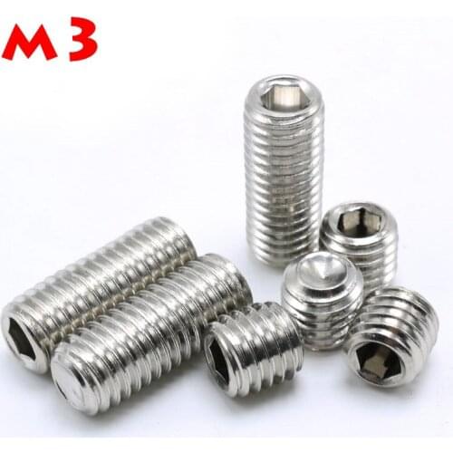 500PCS/LOT 304 Stainless steel M3x3/4/5/6/8/10/12mm Hex hexagon Socket Head Cap Screw Bolts set screws with cup point