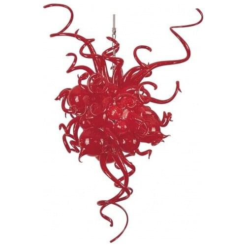 AC 110/120/220/240V Red Crystal Chandelier Art Light with Led Bulbs Hand Blown Murano Glass