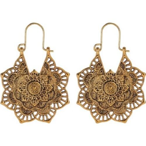 Bohemian National Style Flower Earrings For Women Retro Gold Silver Color Female Charm Accessories Fashion Party Jewelry Gift