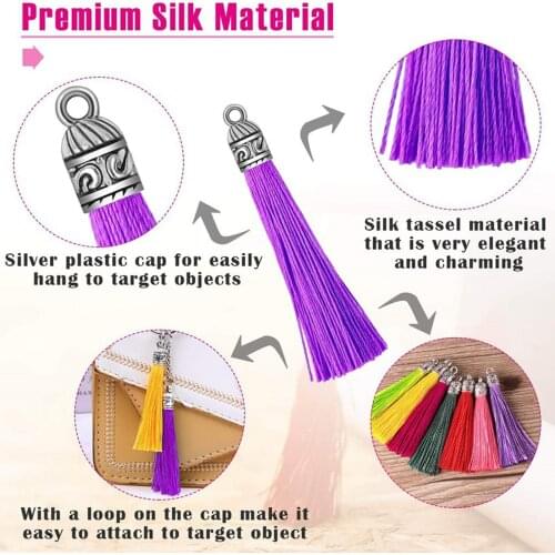 100Pcs 25-Colors 60mm Bulk Tassel Pendants Crafts DIY Keychain Keyring Gift