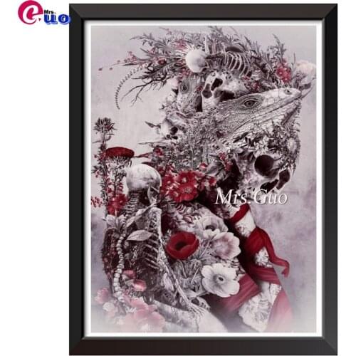 Day of The Dead Classic Skull Reflections Poster Decorative 5d Diamond Painting Cross Stitch Rose Tattoo Women Living Room Decor