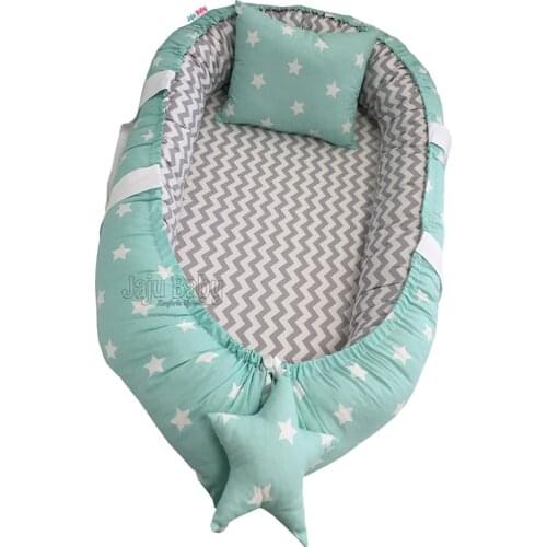 Jaju Baby nest Gray Zigzag Mint Orthopedic Luxury BabyNest Baby Bedding