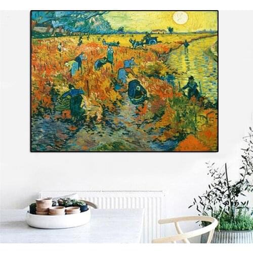 Famous Painting Red Vineyards By Van Gogh By Van Gogh Canvas Painting Posters and Prints Cuadros Wall Art Pictures for Home