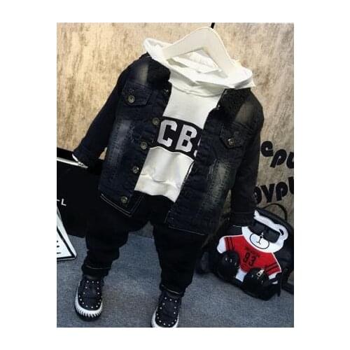 Children Clothing Sets Toddler Brand Tracksuits Baby Boys Coat + Hickened Hooded + Thick Pants 3pcs Cotton Suits