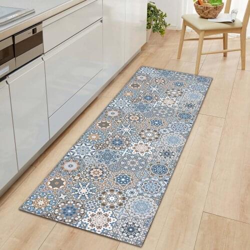 Tiles Pattern Kitchen Mat Carpet Flannel Entrance Mat Doormats Soft Non-slip Bath Mats Rugs for Living Room Bedroom Kitchen