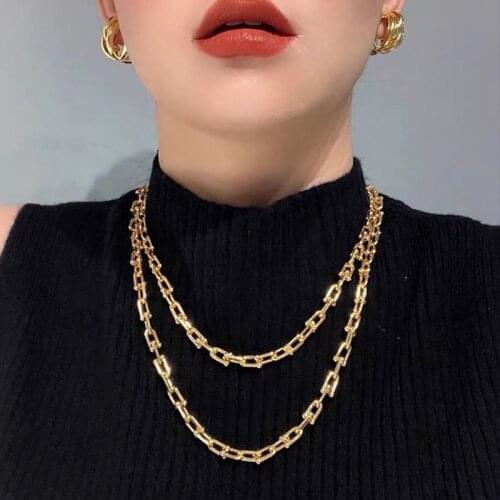 Fashion Splicing U-Shape Necklace Bracelet Punk Gothic Jewelry For Women Wedding Party Birthday Gift Charm Unique Accessories