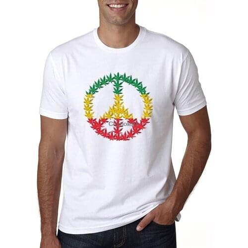 Peace Hippie Sign Rasta Colors Crew Mens Fashion T-shirt