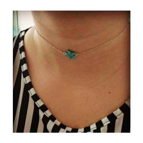 N585 2018 Gothic punk Vintage classic Blue natural stone starfish five-pointed star necklace Female charm Jewelry