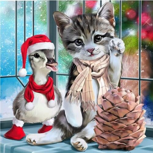 3d Full Kits Diamond Painting Full Square Cartoon Cat Christmas Series 5D Diy Diamond Embroidery Home Decor Children Gift