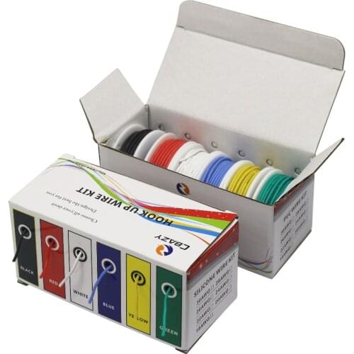 CBAZY Hook up Wire Kit (Stranded Wire Kit) 18 Gauge Flexible Silicone rubber Electric wire 6 colors 16.4 feet Each 18 AWG