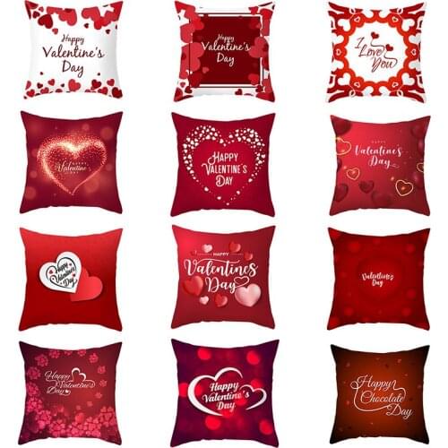 Cushion Cover White Pink Printed Throw Pillow Covers Love Heart For Wedding Party Decorative Pillowcases Home Decor 45*45cm/Pc