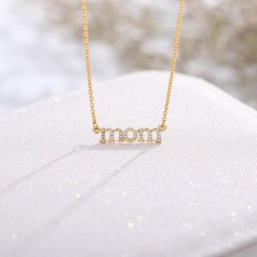 2019 Hot Sale Simple Mom Letter Zircon Pendant Necklace For Women Fashion Crystal Choker Jewelry Mothers Day Birthday Best Gift