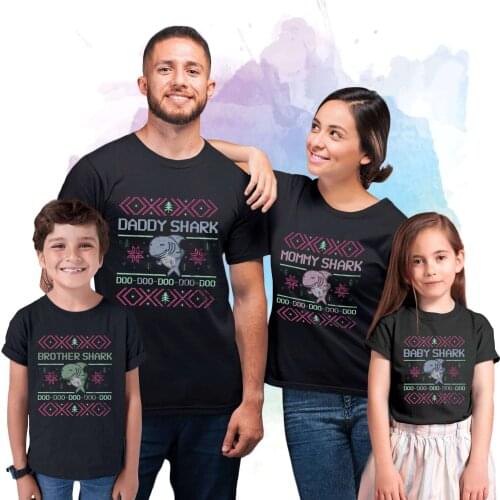 Big Family Shark Matching Family Outfits Big Family Shark T Shirts All Family Member Availible Ugly Christmas Family Shirts Gift