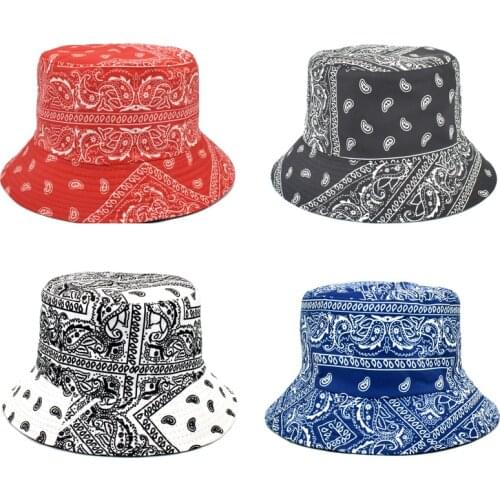 2021 New Fashion Vintage Print Bucket Hats Women Summer Double-Side Hip Hop Caps Men Outdoor Panama Fisherman Hat