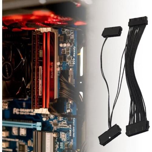 Power Supply Cable Stable Transmission Wear-resistant Three Way 24-pin Motherboard Power Supply Connector for Computer