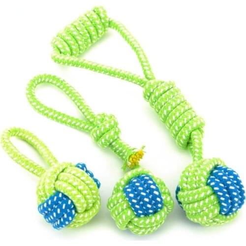 Pet Supply Dog Toys Dogs Chew Teeth Clean Outdoor Traning Fun Playing Green Rope Ball Toy For Large Small Dog Cat