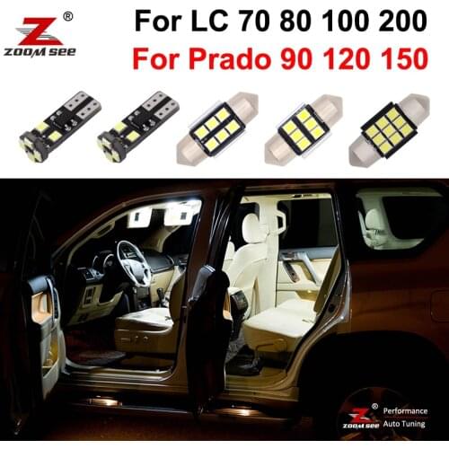 Premium White Canbus Car LED Interior inside Light Kit For Toyota Land Cruiser LC 70 76 80 100 200 Prado LC 90 120 150 1990-2020