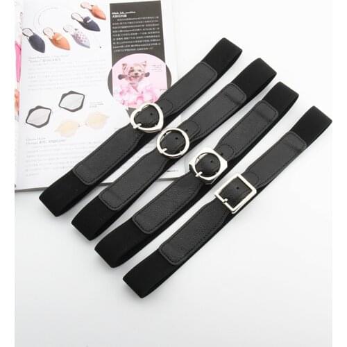 2021 Heart Buckle Waist Belt High Elastic Wide Belts For Women Metal Round Buckle Waist Belt Punk Black Jeans Belts Luxury Brand