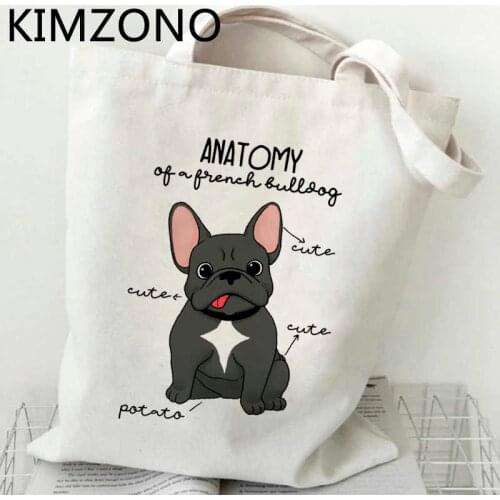 French Bulldog shopping bag grocery bolsas de tela shopper handbag bag shoping sac cabas string cloth sac tissu