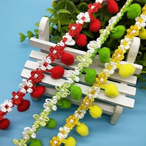 Pom Pom Trim Lace Fabric MINI Pearl Pompom Fringe Ribbon Sewing Lace Kintted Fabric Handmade DIY Craft Accessories 1/5/10Yards