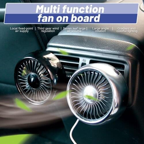 All-Round Adjustable Car Auto Air Cooling Dual Head Fan Low Noise Car Auto Cooler Air Fan Car Fan 3 Speed Small Electric Fan USB