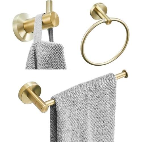 Towel Rack Three-piece Set Gold Black Towel Ring Stainless Steel Bathroom Toilet Rack Bathroom Towel Rack Toilet Paper Holder