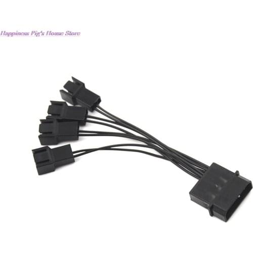 High Quality 4 Way 3 Pin Computer Power Multi Fan Connector Durable Black Cable Extension Splitter Adapter