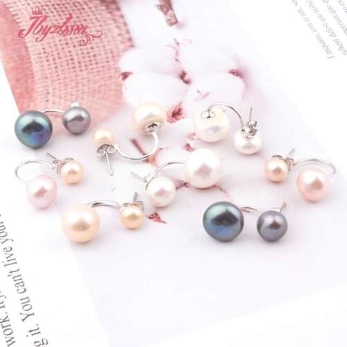 Round Freshwater Pearl Earring Specail Design Sterling Silver Korean Studs Earrings For Women Fashion Wedding Engagement Gift