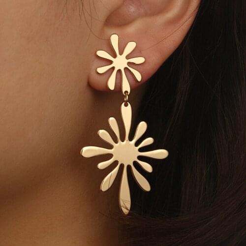 Flower Earring for Women Korean Style Geometry Drop Stud Earrings Fashion Jewelry Accessorie 2021 Kolczyki Pendientes