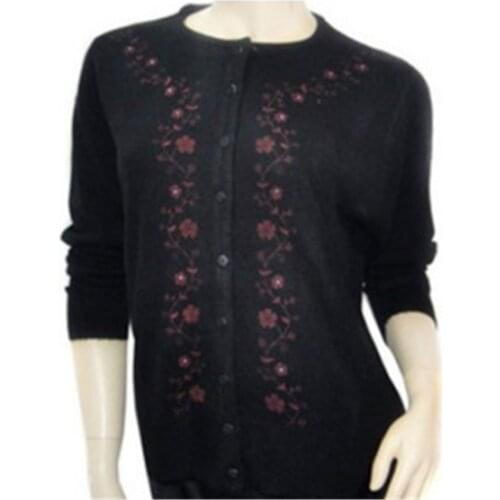 Womens Embroidery Tops Sweater Fashion All-Match Mother Clothing Cardigan Women Sweater Plus Large Size Shirt XXXL 4XL