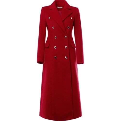 Women Winter Coat Wool 2021 Vintage Elegant OL Fashion double breasted Long Coat Plus size 2XL