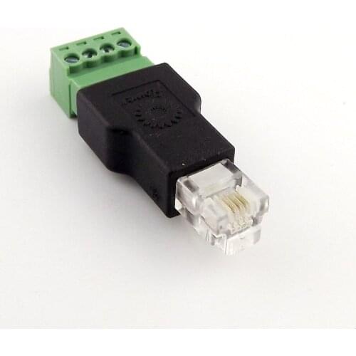 1pcs Ethernet RJ11 6P4C Male to Screw Terminal 4 Pin Splitter CCTV Adapter Connector