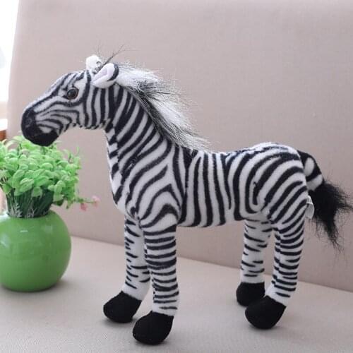 1Pcs Zebra Plush Toy Soft Stuffed Cartoon Simulation Zebra Dolls for Boys Standing Zebra Stuffed Plush Doll Real Life Plush