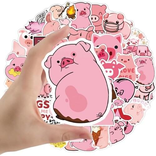 10/50pcs Creative Kawaii Self-made Pink Toot Pig Stickers Beautiful Little Pig Sticker Decorative Sticker DIY Craft Photo Albums