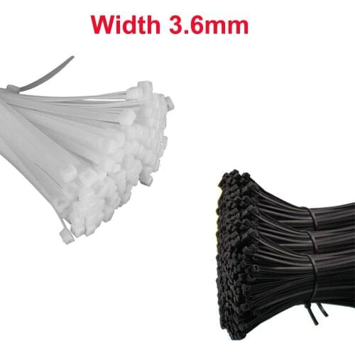 100PCS 5 X 300/350/400/450/500mm White/Black Milk Cable Wire Zip Ties Self Locking Nylon Cable Tie Width 3.6mm