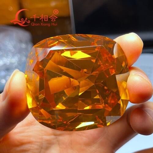 1114ct 49.5*53.6mm yellow color cushion shape The Golden Jubilee dia mond cubic zirconia loose stone cz stone