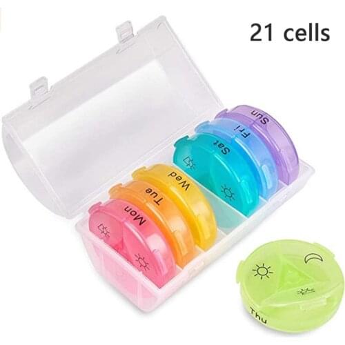 14/21Cell Weekly Daily Pill Box Organizer 7Day Drug Tablet Medicine Storage Holder Splitter Large PillCase Container For Vitamin