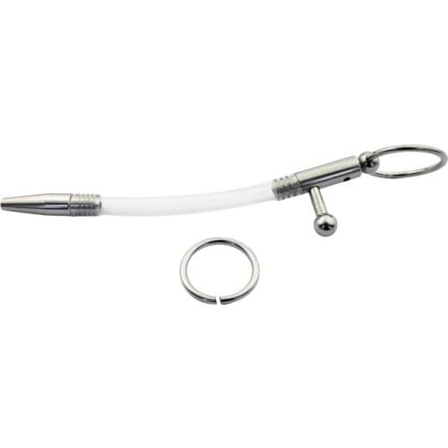 15CM L Male Stainless Steel Silicone Catheter Tube Urethral Sounding Stretching Dilator Stimulate Penis Plug BDSM Sex Toy A105