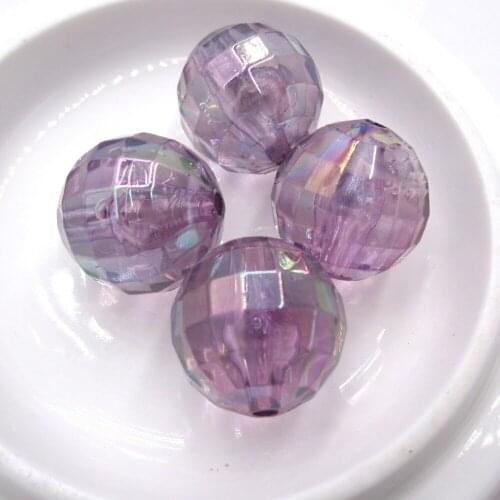 20MM AB Purple Clear Earth Faceted Beads DIY Accessories Perforated Chunky Beads For Women Kids Girls Jewelry Necklace Making