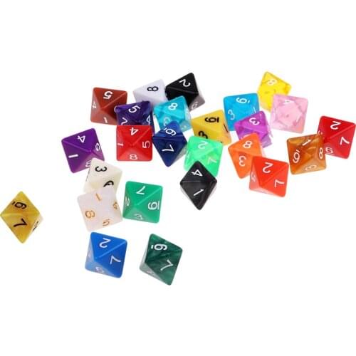 25Pcs Polyhedral Acrylic Dice d8 8-Sided for MTG TRPG Table Games Xmas Gift